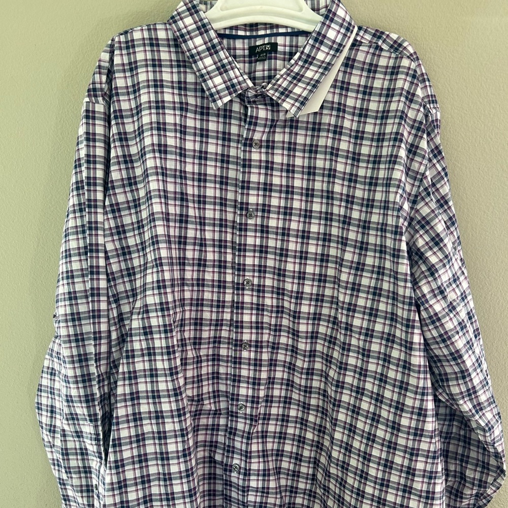 New Men’s Apt9 Plaid Long Sleeve Button Up Size 4XB Shirt